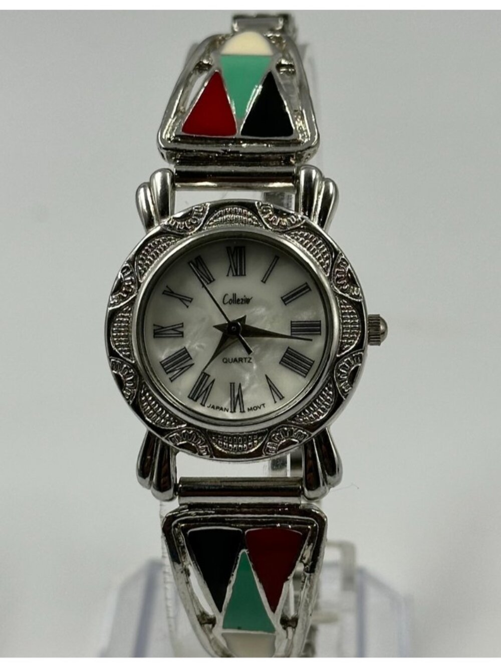Collezio Watch Women Southwestern Enamel Band Stretch New Battery 6.5 Inch